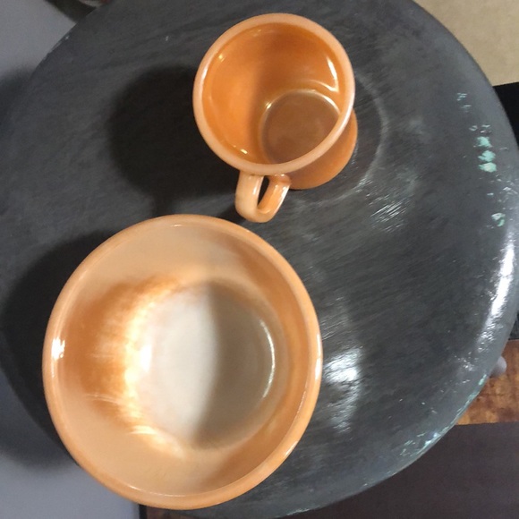 Fire King Peach lustre Vintage bowl, 2 mugs cups - Picture 3 of 17